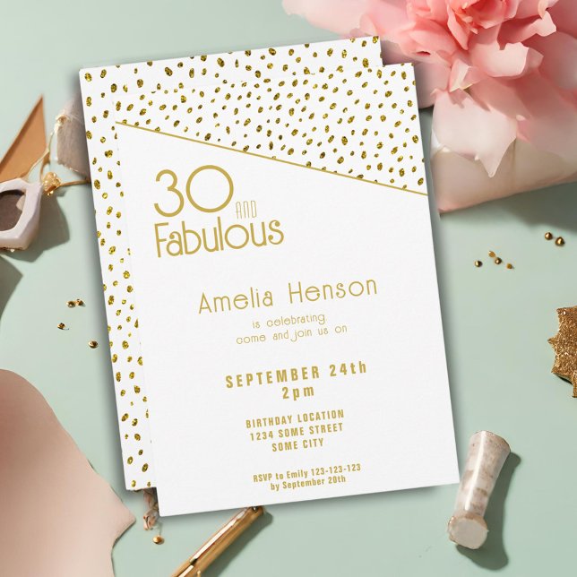 Invitación 30 y fabuloso Purpurina de oro 30 cumpleaños (Subido por el creador)