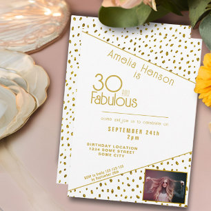 Invitación 30 y fabuloso Purpurina de oro foto 30 cumpleaños