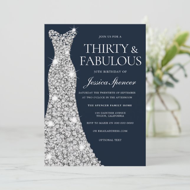 Invitación 30 y fabuloso!! Treinta Aniversario de Plata (Anverso de pie)