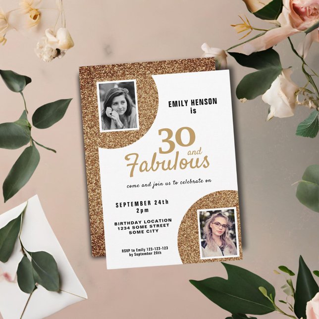 Invitación 30 y Fabulous Gold Purpurina 2 Foto 30 cumpleaños (Subido por el creador)