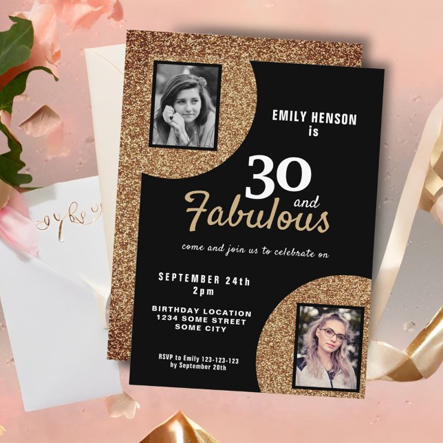 Invitación 30 y Fabulous Gold Purpurina 2 Foto 30 cumpleaños (Subido por el creador)
