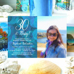 Invitación 30 y Flirty Ocean Blue Photo Birthday<br><div class="desc">30 y Flirty Ocean Blue Photo Birthday Invitation Personaliza esta invitación a la fiesta de cumpleaños de fotos de Ocean Blue con el nombre y la foto de la persona que celebra un día muy especial en su vida. Un cumpleaños número 30 es un hito especial para celebrar. Marque la...</div>