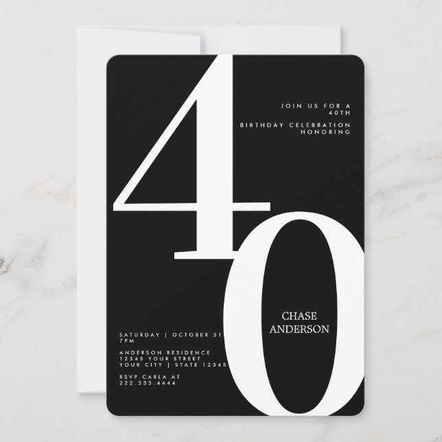 Invitación 30th, 40th, 50th, 60th, Birthday (Anverso)