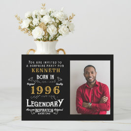 Invitación 30th Birthday 1996 Vintage Black Gold Personalized