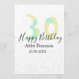 Invitación 30th birthday bold letter pastel yellow black retr