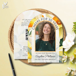 Invitación 30th Birthday Modern Arch Floral DAFFODILS Photo
