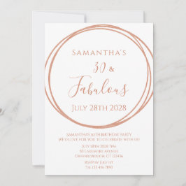 Invitación 30th Birthday Rose Gold Minimal Birthday
