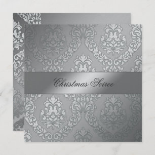 Invitación 311 Alonnah Damask Moss Plata Metálica
