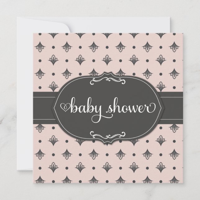 Invitación 311 Baby Shower arcoiris con puntas grises (Anverso)