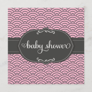 Invitación 311 Baby Shower arcoiris con puntas rosas y grises