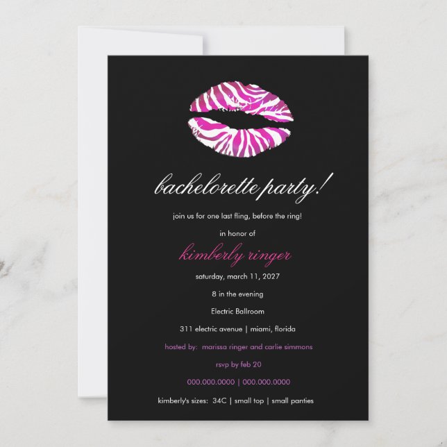 Invitación 311-Bachelorette / Fiesta de lencería invitada (Anverso)