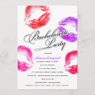 Invitación 311-Bachelorette Party - Besos coloridos