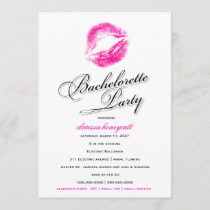 Invitación 311-Bachelorette Party - Besos rosas