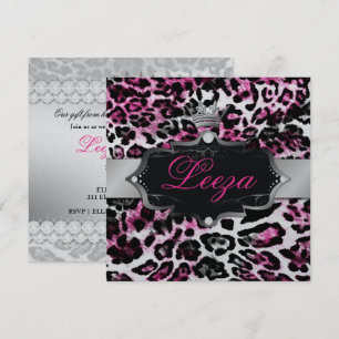 Invitación 311 barroco Princesa Negro Leopardo Metálico