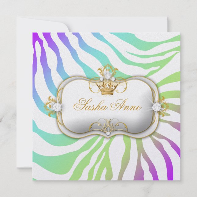 Invitación 311 Bella cebra arcoiris de Ciao (Anverso)