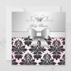 Invitación 311-Blackberry Precious Pink Damask   BABY SHOWER