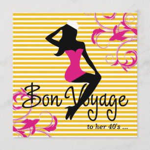 Invitación 311 Bon Voyage Silhouette Tema Náutico Rosa