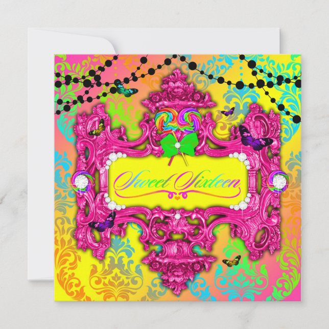 Invitación 311 Candy Wonderland Dulce Rosa 16 (Anverso)