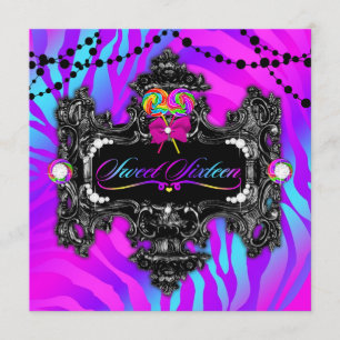 Invitación 311 Candy Wonderland Zebra Sweet 16