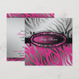 Invitación 311-C'est Luxueux Cebra rosa mami caliente Bebé
