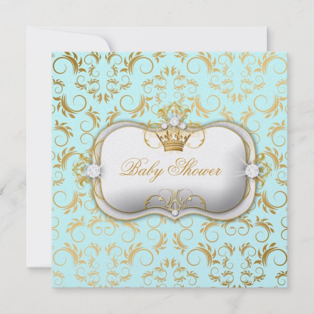 Invitación 311 Ciao Bella Golden Divine Blue Baby Shower (Anverso)