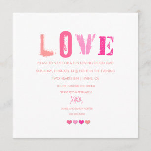 Invitación 311 corazones de amor en fila Blanco