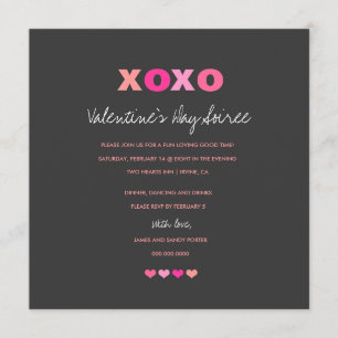 Invitación 311 corazones grises de XOXO en fila