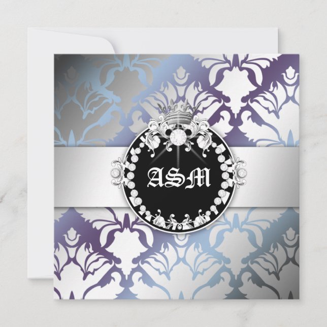 Invitación 311-Damask Shimmer Reina Dulce Dieciséis Hydrangea (Anverso)