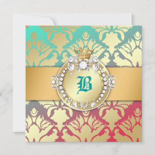 Invitación 311-Damask Shimmer Reina Sueño Turquesa 16
