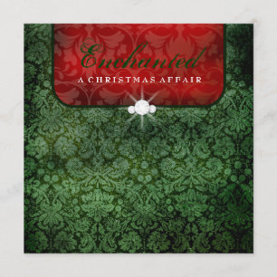 Invitación 311-Damasko Rojo Verde Encantado Cuadrado