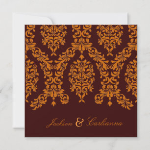 Invitación 311 Dashing Damask Naranja fresco 5.25x5.25