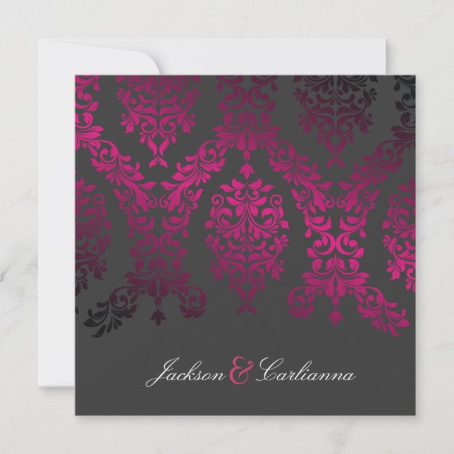 Invitación 311-Dashing Damask Night Magenta Carbón (Anverso)