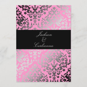 Invitación 311 Dazzling Damask Flamingo rosa