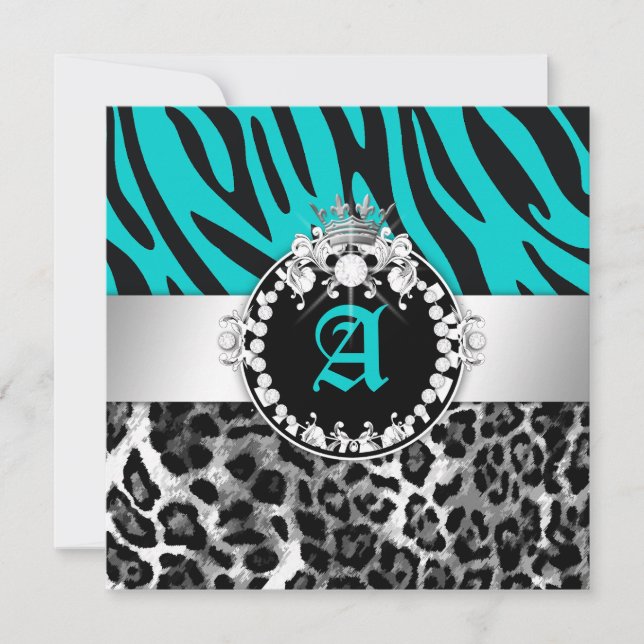 Invitación 311 Diamantes cebra-Leo Tique Besos dulces 16 Verd (Anverso)