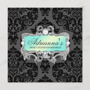 Invitación 311 Diamantes de Damasco Glam Aqua Lime