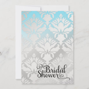Invitación 311 Ducha nupcial Damasco metálico Aqua