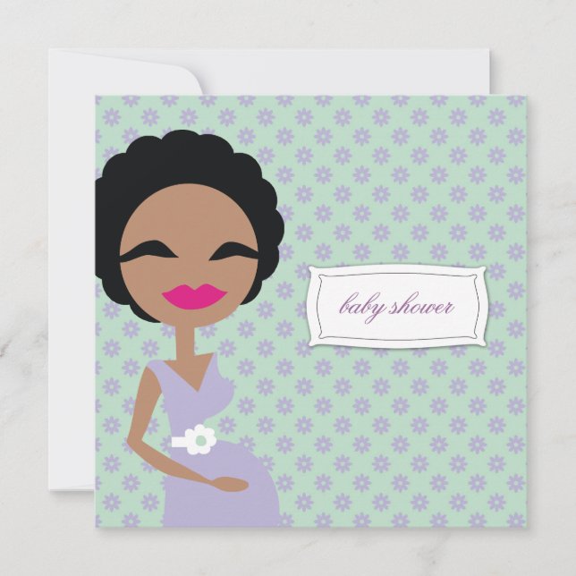 Invitación 311-Dulce Cebra Embarazada - Étnica (Anverso)