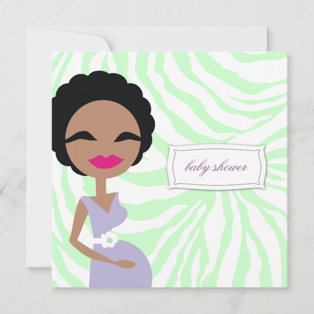 Invitación 311-Dulce Cebra Embarazada - Étnica (Anverso)