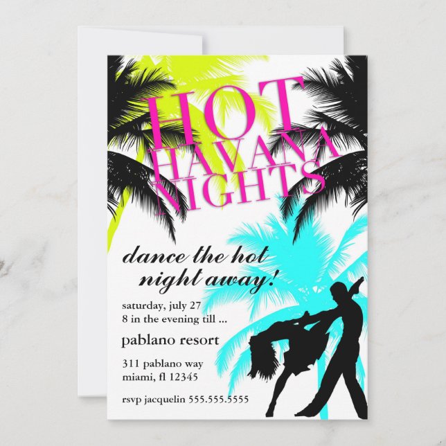 Invitación 311 eléctricos blancos de las noches calientes de (Anverso)