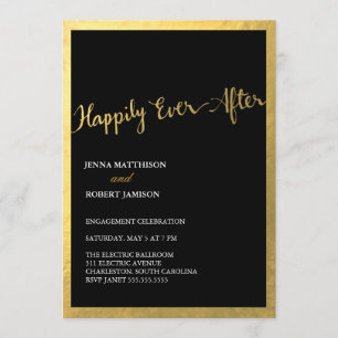 Invitación 311 Faux Relieve metalizado dorado Feliz Nunca Des