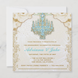 Invitación 311 Glitzy Blue Chandelier Metallic