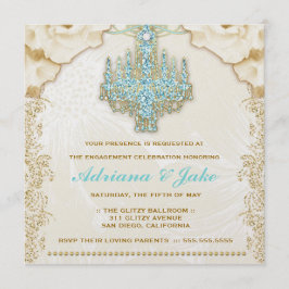 Invitación 311 Glitzy Blue Chandelier Metallic