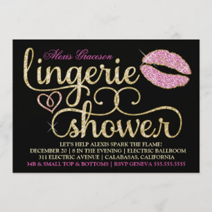 Invitación 311 Glitzy Sparkle Bachelorette Blac Kiss metálico
