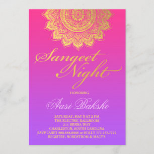 Invitación 311 Henna Sangeet NiPink Purple Ombre