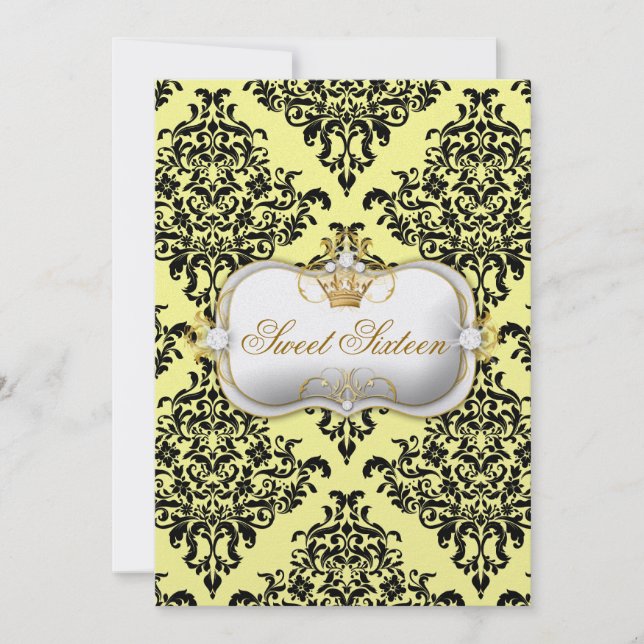 Invitación 311 Hielo limón Ciao Bella & Lovey Dovey Damask (Anverso)