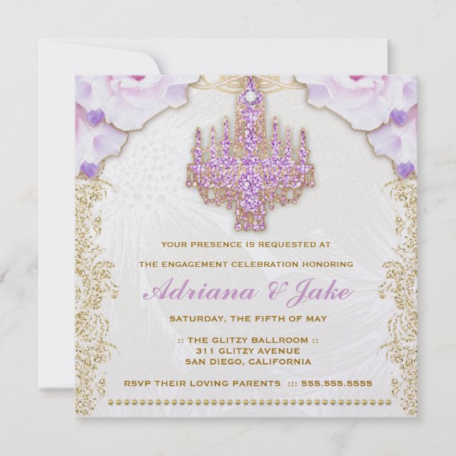 Invitación 311 Lámpara púrpura brillante metálica (Anverso)