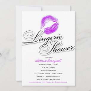 Invitación 311-Lingerie ducha - besos de la púrpura