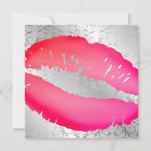Invitación 311-Lipstick besa el   de plata adivina