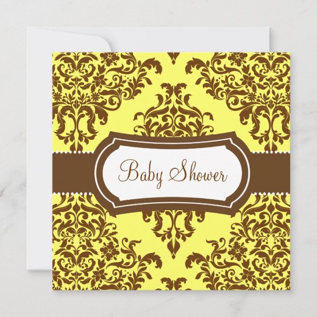 Invitación 311 Lovey Dovey Damask Baby Shower Tropical Banana (Anverso)