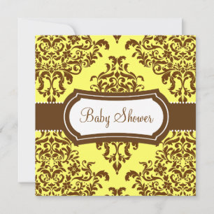 Invitación 311 Lovey Dovey Damask Baby Shower Tropical Banana